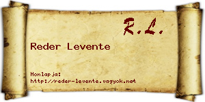 Reder Levente névjegykártya